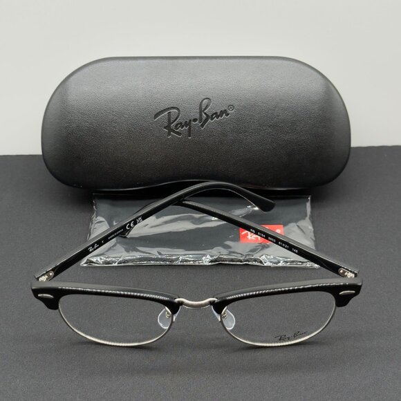 Ray Ban RB5154 2000 Clubmaster Black Silver Eyeglasses Frames 51-21-145 - Picture 1 of 12